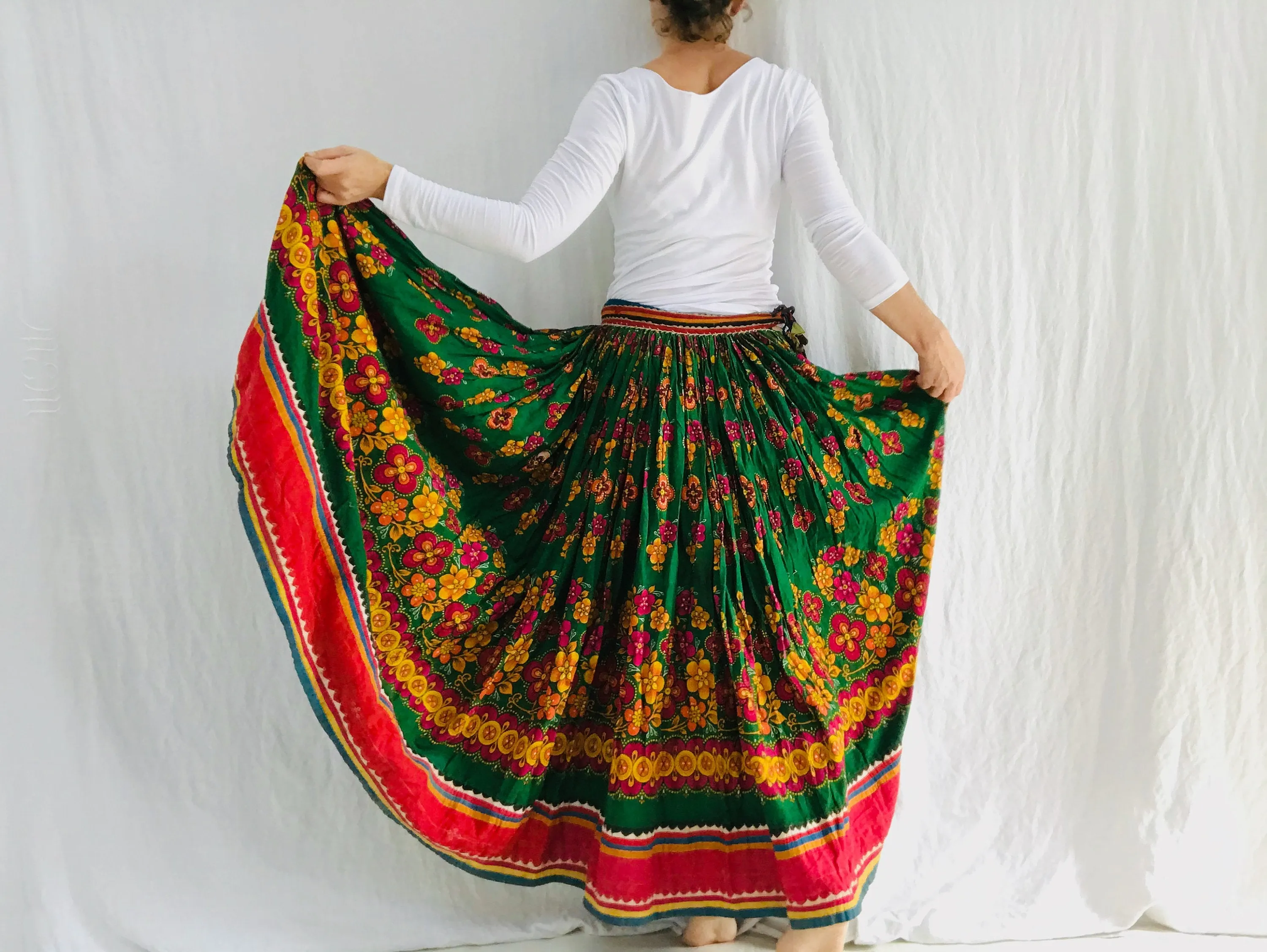Vintage Rabari Skirt. Hand Embroidered. Silk & Cotton