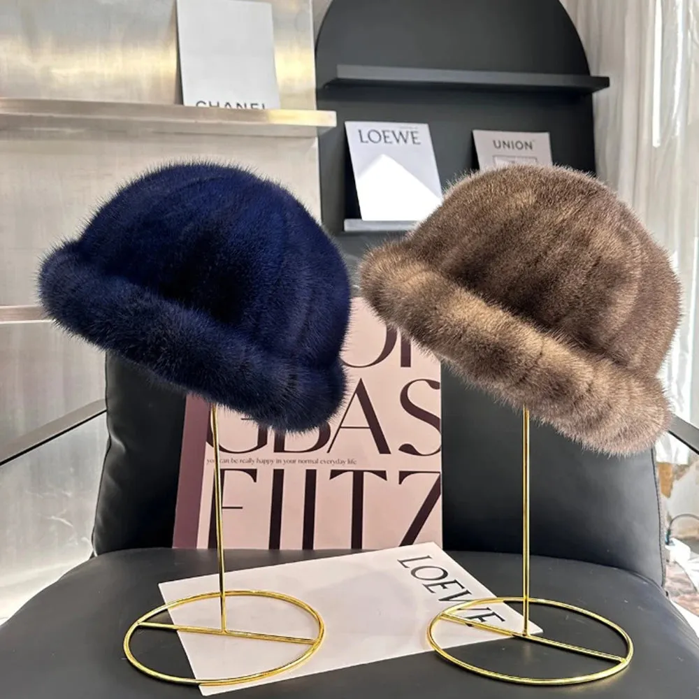 Winter Fashion Genuine Real Mink Fur Winter Warm Women Hat