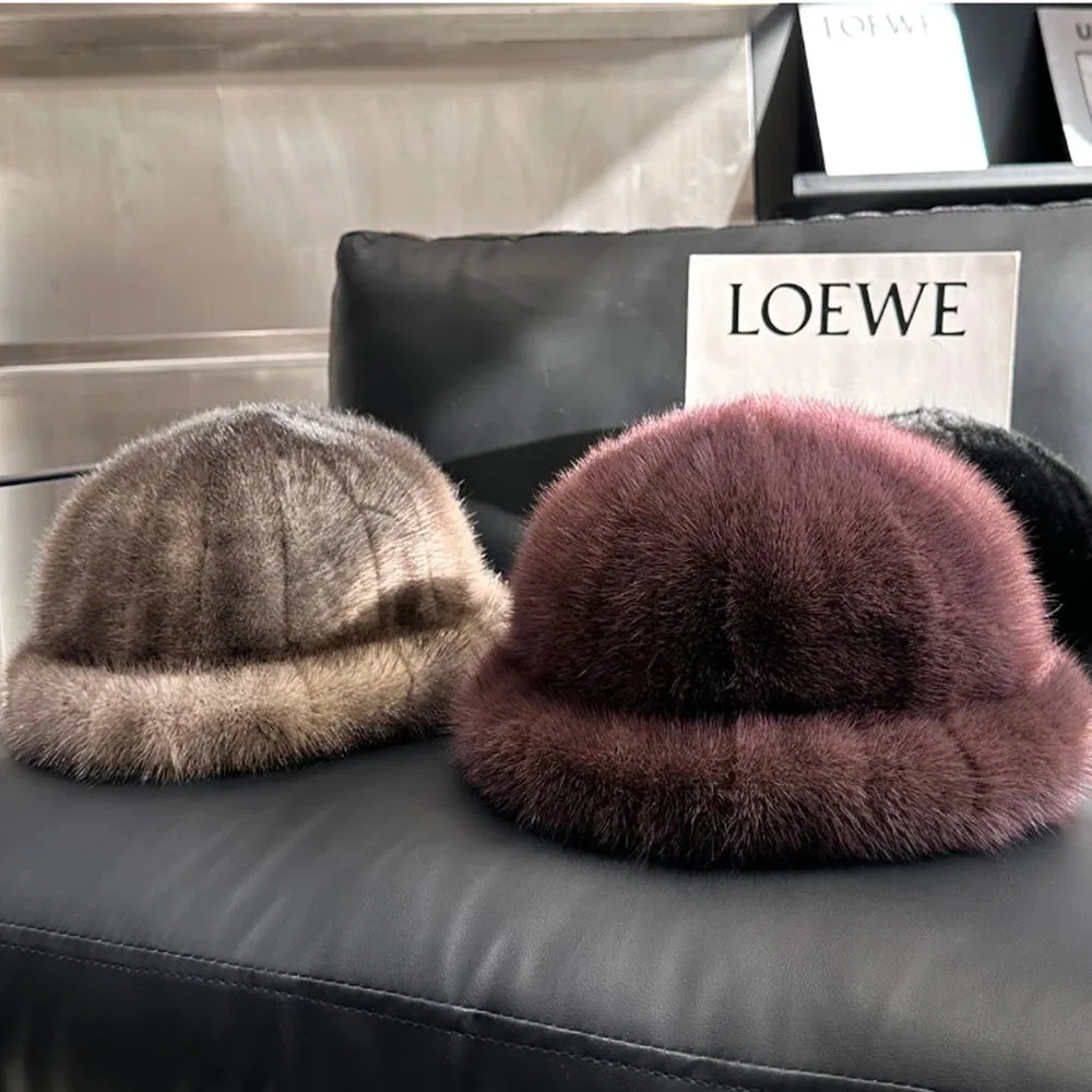 Winter Fashion Genuine Real Mink Fur Winter Warm Women Hat