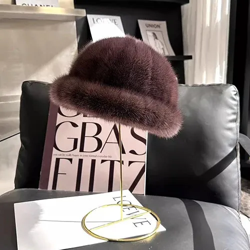 Winter Fashion Genuine Real Mink Fur Winter Warm Women Hat