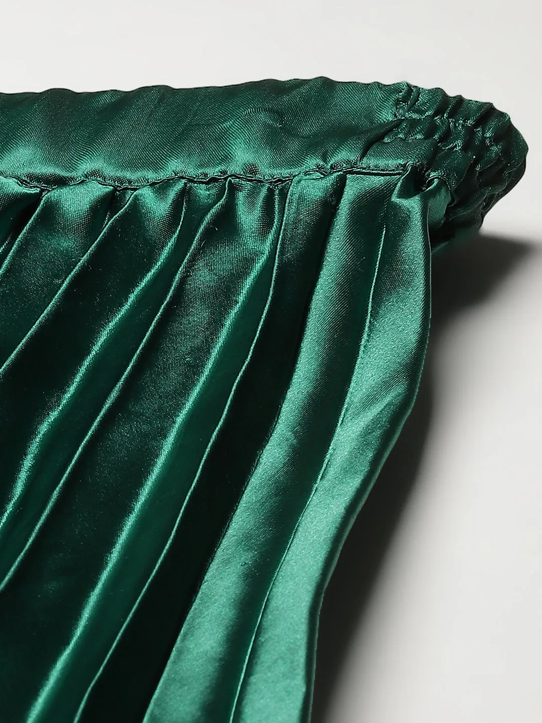 Women Solid Blue Pleated Skirt