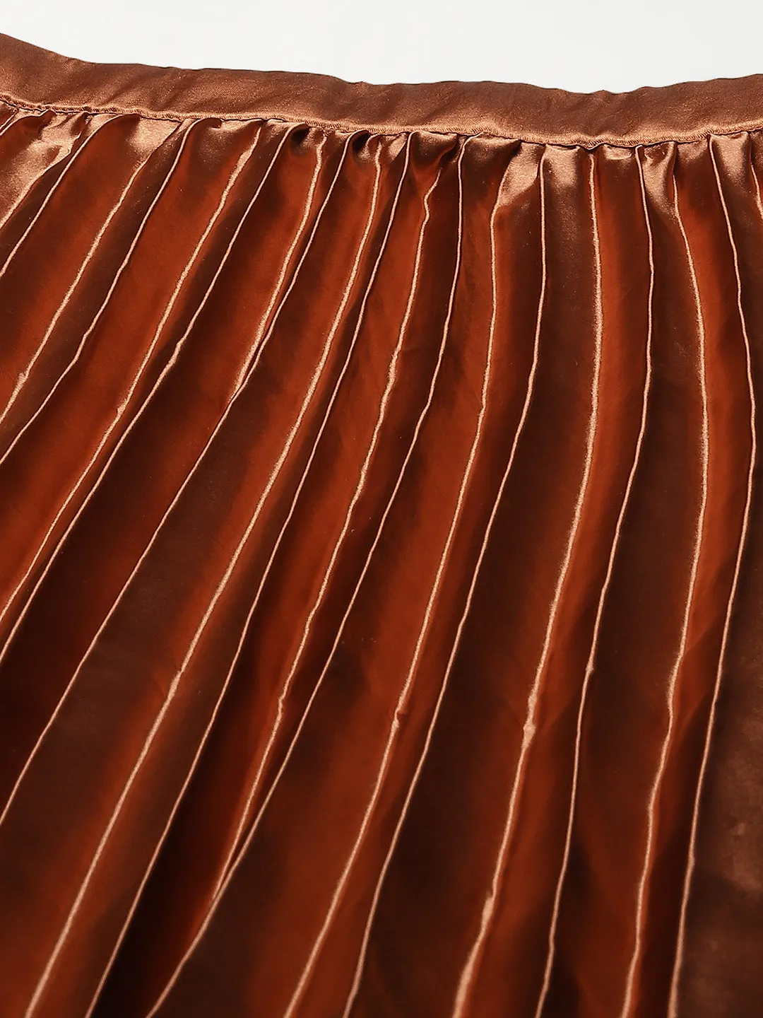 Women Solid Blue Pleated Skirt